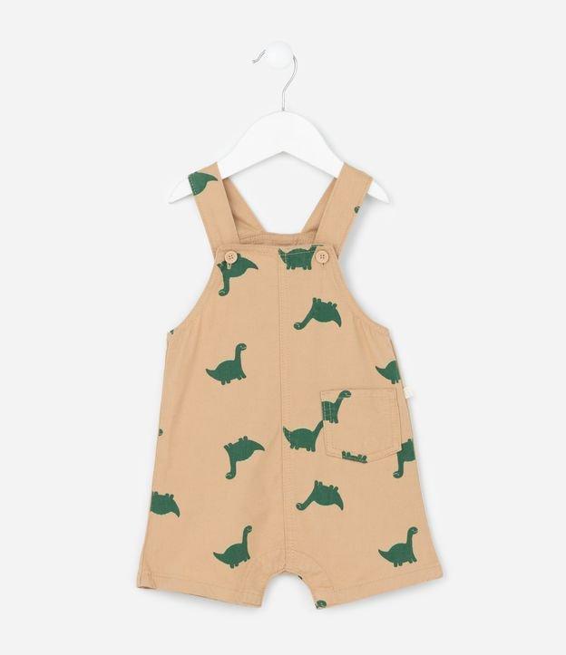 Jardineira Infantil em Sarja com Estampa Dino - Tam 3 a 18 Meses - 1