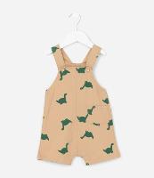 Jardineira Infantil em Sarja com Estampa Dino - Tam 3 a 18 Meses - 1