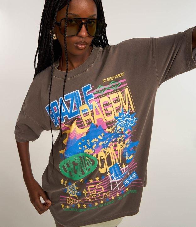 Camiseta Over em Algodão com Estampa Brazileragem - 1