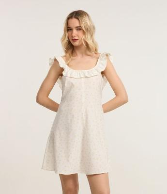 Vestido Evasê em Microfibra com Estampa Floral