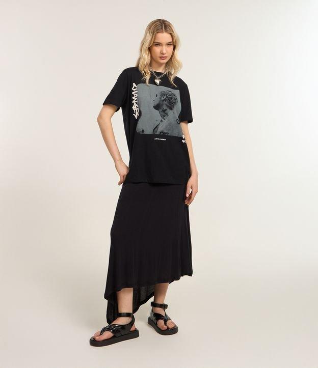 Saia Evasê em Viscose com Barra Assimétrica - 1