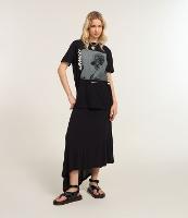 Saia Evasê em Viscose com Barra Assimétrica - 1