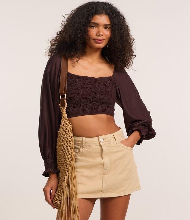 Blusa Texturizada com Latex e Manga Bufante - 2