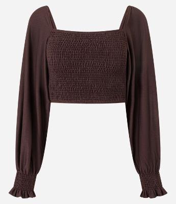 Blusa Texturizada com Latex e Manga Bufante