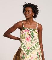 Blusa em Viscolinho com Estampa Tropical e Barra com Ponta - 2