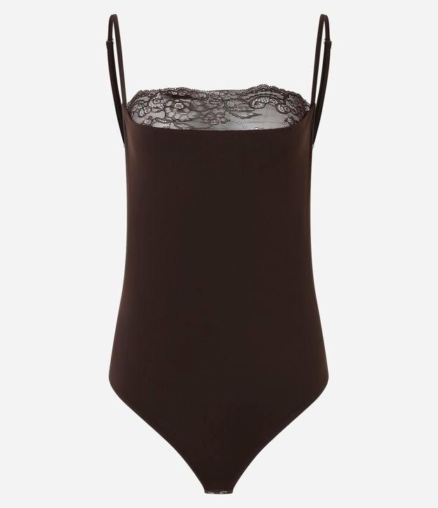 Body com Elastano Decote Degagê e Detalhe em Renda - 1