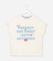 Camiseta Infantil Oversized com Estampa e Frufru - Tam 5 a 14 anos - 1