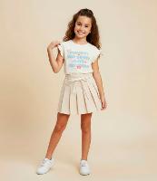Camiseta Infantil Oversized com Estampa e Frufru - Tam 5 a 14 anos - 2