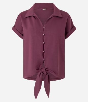 Blusa Texturizada em Viscose com Botões e Amarração