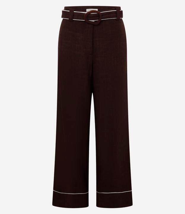 Calça Wide Leg Cintura Alta em Viscolinho com Cinto de Tecido - 1