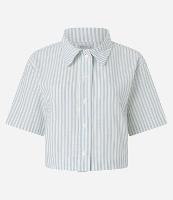 Camisa Cropped Listrada em Sarja - 1