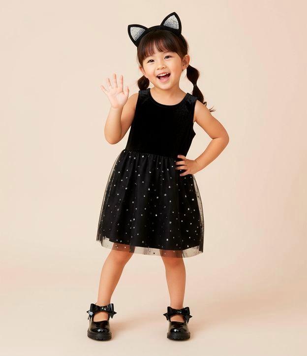 Vestido Infantil em Veludo de Gatinha - Tam 1 a 6 Anos - 2