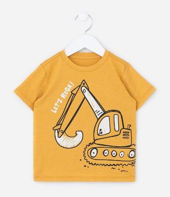 Camiseta Infantil com Estampa Tratorzinho - Tam 1 a 6 Anos
