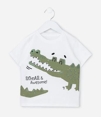 Camiseta Infantil com Estampa Jacaré - Tam 1 a 6 Anos