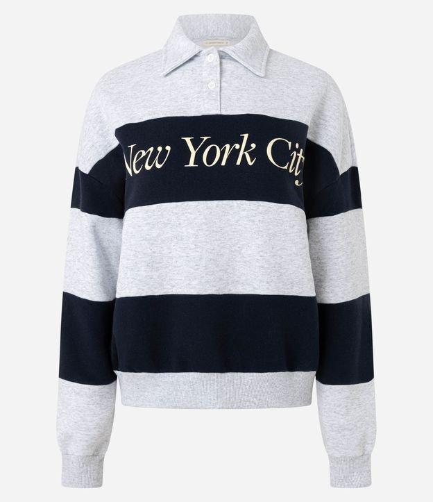 Casaco em Moletom com Lettering e Listras - 1