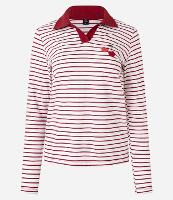 Blusa Listrada em Algodão com Gola Polo e Bordado Cereja - 1