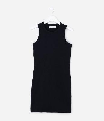 Vestido Regata Infantil com Cava Americana Canelado - Tam 5 a 14 Anos