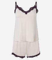 Pijama Short Doll em Viscose com Alcinha e Detalhe de Renda - 1