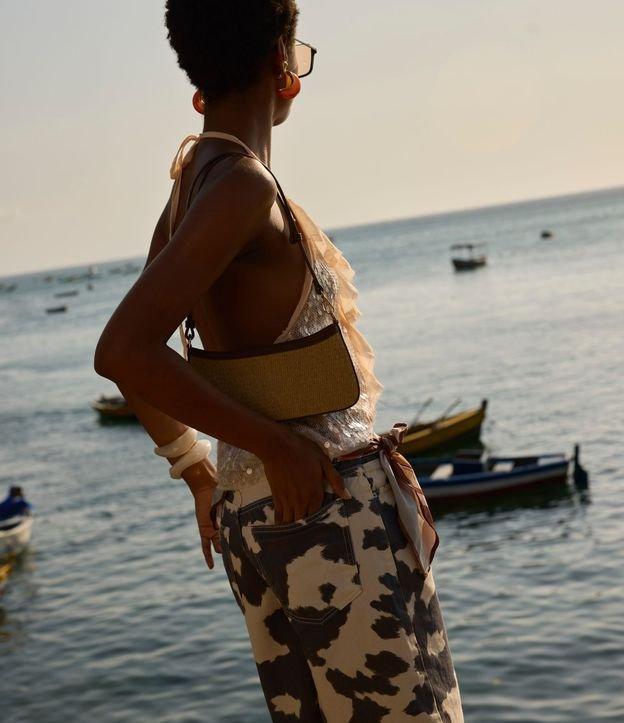 Bermuda Jorts em Sarja Estampada Animal Print Vaca - 2