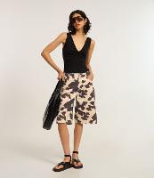 Bermuda Jorts em Sarja Estampada Animal Print Vaca - 1