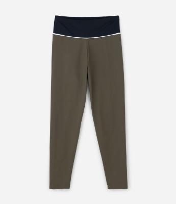 Calça Legging Esportiva em Tecnologia Dry com Cós Alto e Bloco de Cores Curve & Plus Size