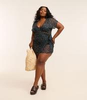 Saída de Praia Vestido Envelope em Tule com Estampa Animal Print Curve & Plus Size - 1