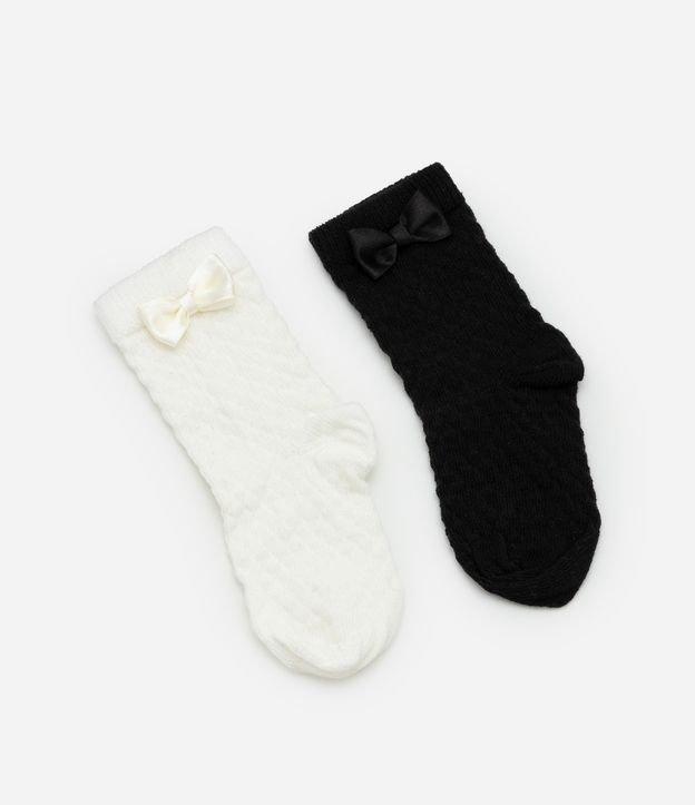 Kit 02 Meias Infantis Texturizadas com Lacinho - Tam 0 a 12 meses - 1