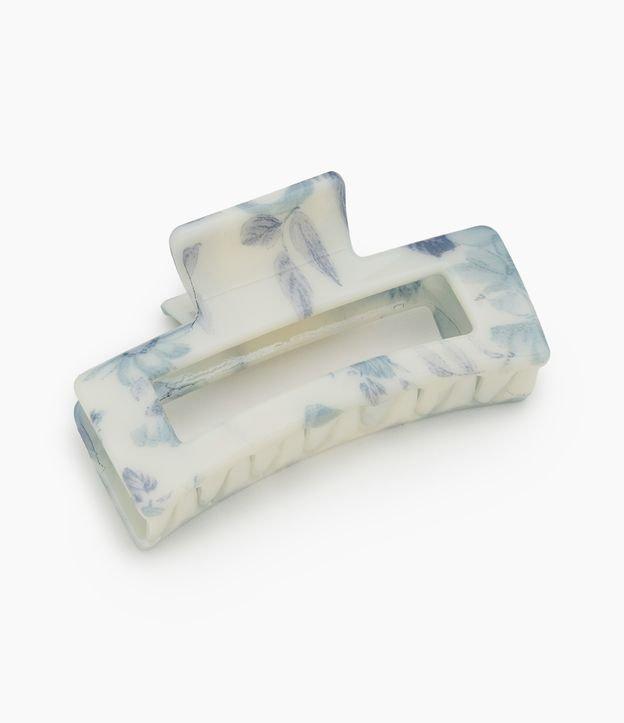 Piranha de Cabelo Retangular em Plástico Vazado com Estampa Flores - 1