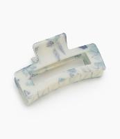 Piranha de Cabelo Retangular em Plástico Vazado com Estampa Flores - 1