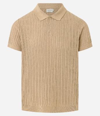 Camisa Polo Regular com Botões Texturizada