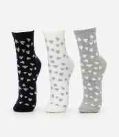 Kit 03 Meias Cano Alto em Algodão com Estampa de Corações - 1