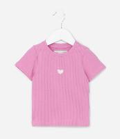 Blusa Infantil Canelada com Bordado de Coração - Tam 1 a 6 Anos - 1
