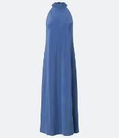 Vestido Longo Frente Única em Cetim com Amarração - 1