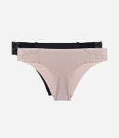 Kit 02 Calcinhas Biquíni em Microfibra com Detalhe de Renda - 1