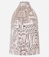 Blusa em Cetim com Gola Alta e Estampas Geométricas - 1