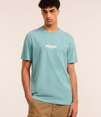 Camiseta Comfort em Algodão com Estampa Abstrata  e Lettering Peace