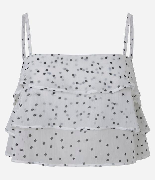 Blusa de Alcinha em Chiffon Poá com Babados - 1