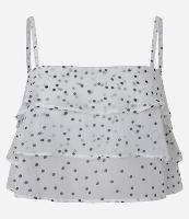 Blusa de Alcinha em Chiffon Poá com Babados - 1