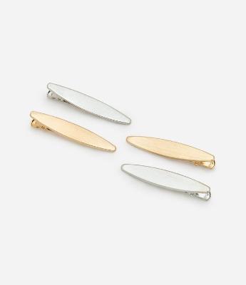 Kit 04 Presilhas de Cabelo em Metal em Forma de Prancha
