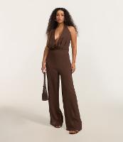 Macacão Pantalona em Cetim Texturizado com Aviamento nas Costas - 2