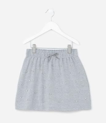 Saia Infantil em Moletinho com Brilhos Aplicados - Tam 5 a 14 Anos