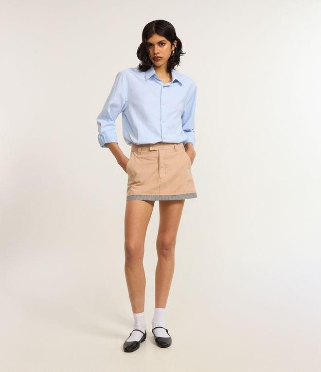 Mini Saia Alfaiatada em Sarja com Barra em Tricoline - 1