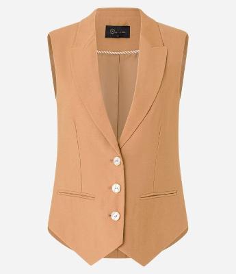 Colete Alfaiatado Longo em Viscose com Barra V