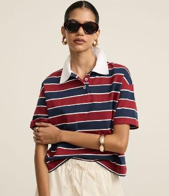 Blusa Bolo em Algodão com Estampa de Listras