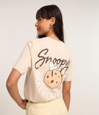 Camiseta Alongada em Algodão com Estampa Snoopy Bakery