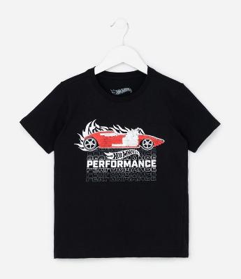 Camiseta Infantil com Estampa Hot Wheels Interativa em Paetê - Tam 4 a 10 anos