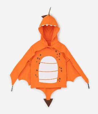 Camiseta Infantil com Estampa de Dragão e Capa - Tam 1 a 6 Anos