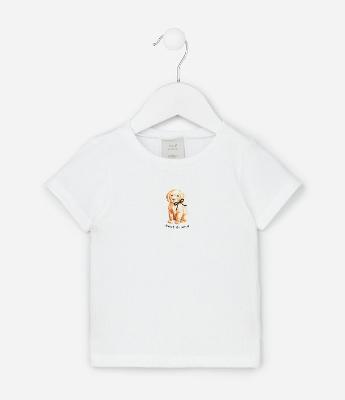 Camiseta Infantil com Estampa Cachorrinho - Tam 1 a 6 Anos