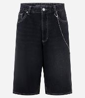 Bermuda Super Baggy em Jeans com Bolsos Grandes e Corrente - 1