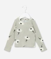 Blusa Infantil com Estampa de Margaridas e Canelada - Tam 1 a 6 Anos - 1